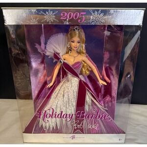 Barbie 2005 Holiday Barbie Doll Bob Mackie G8053 Purple Silver Gown Collector